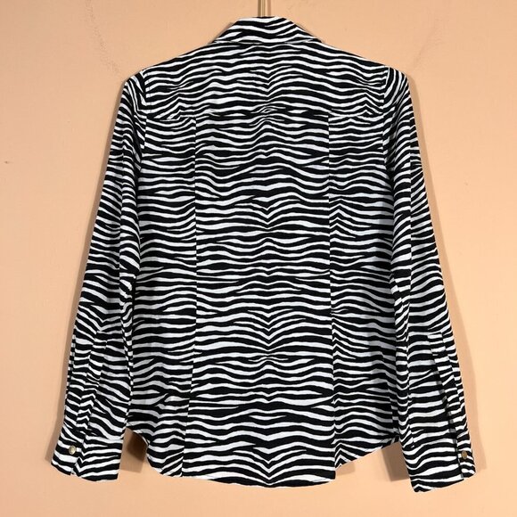 Michael Kors Full Zip Zebra Print Long Sleeve Top/Blouse Women's S - Picture 3 of 10